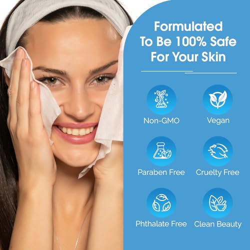 Hyaluronic Acid & Ceramide Face Wipes – Dermatologist Tested, - Product Imagery
