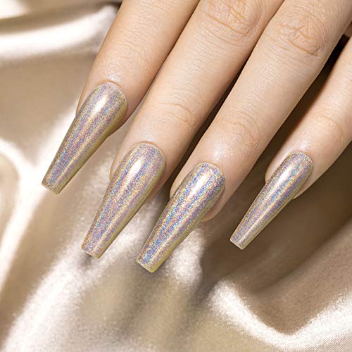 RARJSM Holographic Nail Polish Champagne Gold Gel Polish Halo - Product Imagery