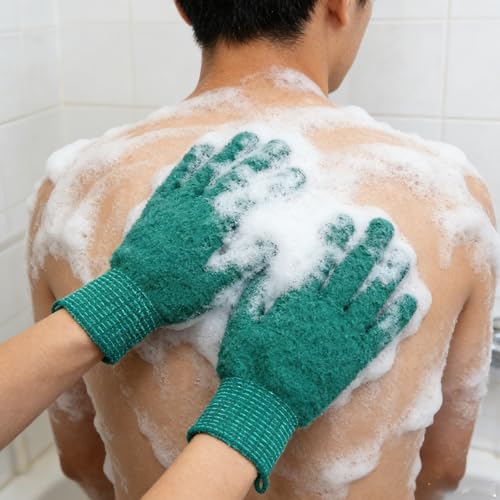 Exfoliating Bath Gloves 2 Pairs - Heavy Texture Body Scrub - Product Imagery