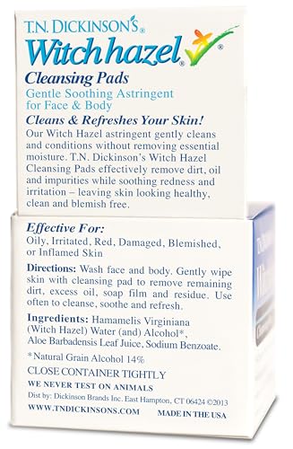 T.N. Dickinson's Cleansing Pads |100% Natural Witch Hazel + - Product Imagery