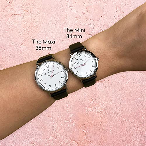 Maxi Numbers Womens Watch - Interchangeable Genuine Leather Band - Product Imagery