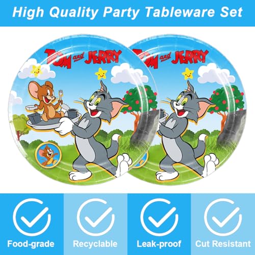 40Pcs Tom and Jerrys Party Supplies 20 plates, 20 napkins for - Product Imagery