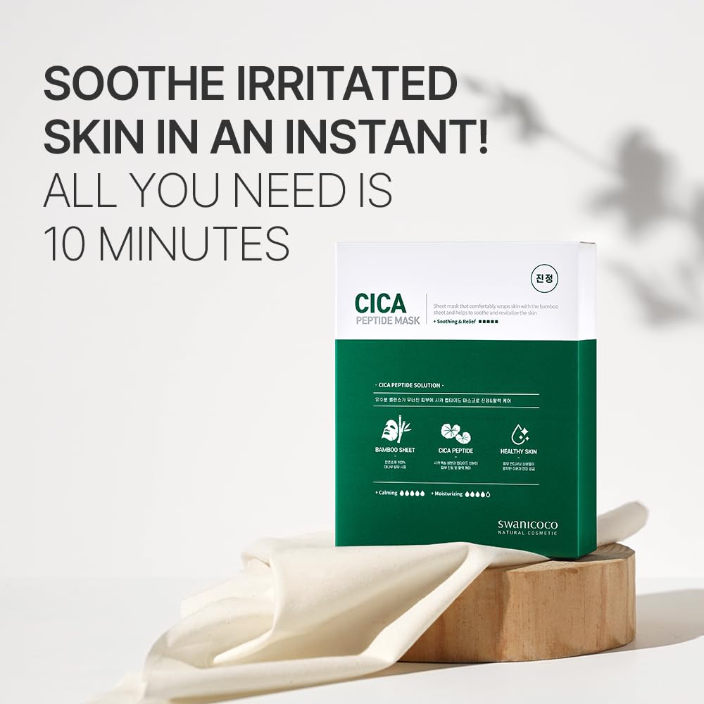 Cica Peptide Cellulose Bamboo Sheet Mask for Hydration &amp; - SWANICOCO