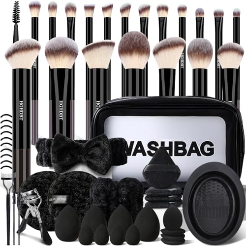 HGHDBT 57Pcs Black Makeup Brushes Set Professional with Case - HGHDBT Official Imagery - 1
