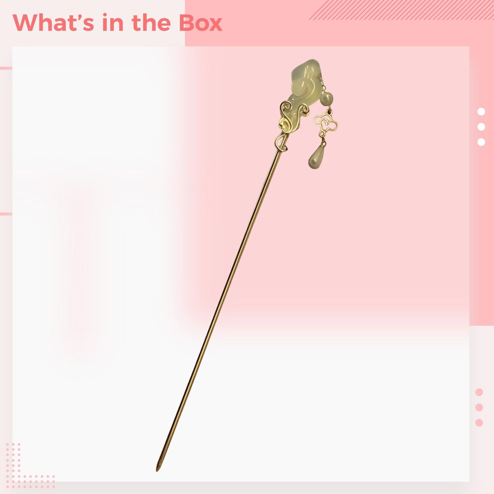Chinese Hair Sticks with Auspicious Clouds and Faux Pearl, New Chinese Style Hair Pin for Women, Golden Hair Chopsticks for Women, 7.1 in / 18 cm, for Hanfu, Gift Box Package