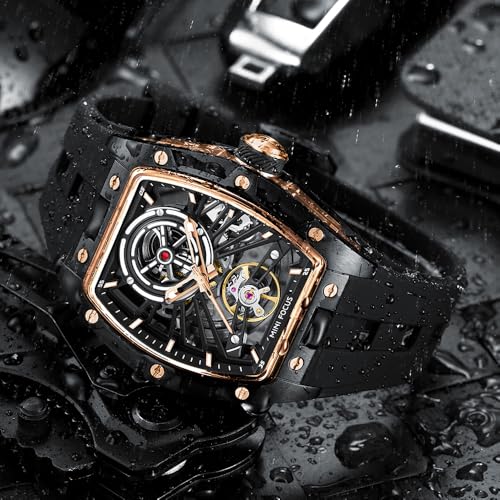 AIMES Men's Tonneau Skeleton Automatic Mechanical Watch, - Product Imagery