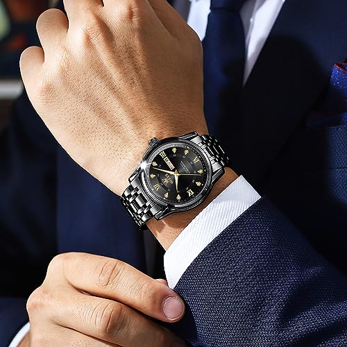 OLEVS Men Watch Analog Wood Wirst Watches Luxury Dress - Product Imagery