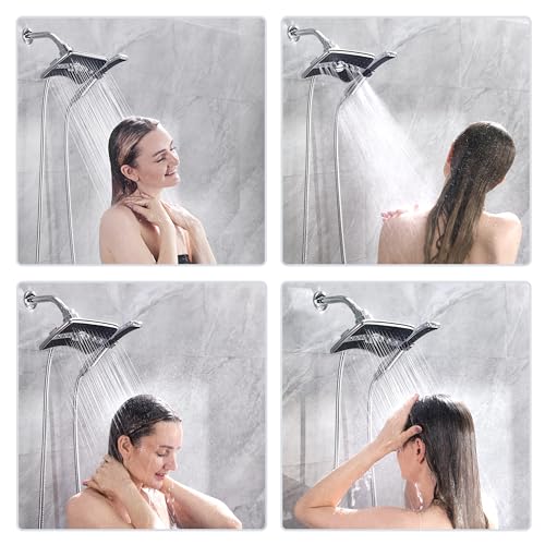 BRIGHT SHOWERS High Pressure Dual Shower Head Combo, Handheld - Product Imagery