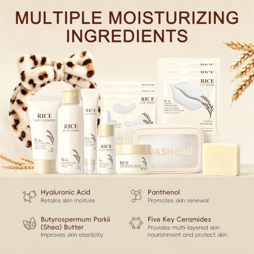 17 PCS Korean Skin Care Set, Rice SkinCare Set for Women & - Product Imagery