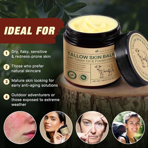 Beef Tallow for Skin & Face Cream with Castor Oil and - Product Imagery