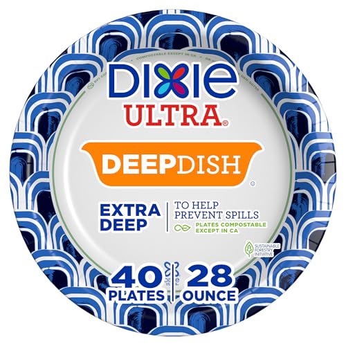 Dixie Ultra Deep Dish Paper Plates, 40 Count, 28 oz, Disposable - Product Imagery