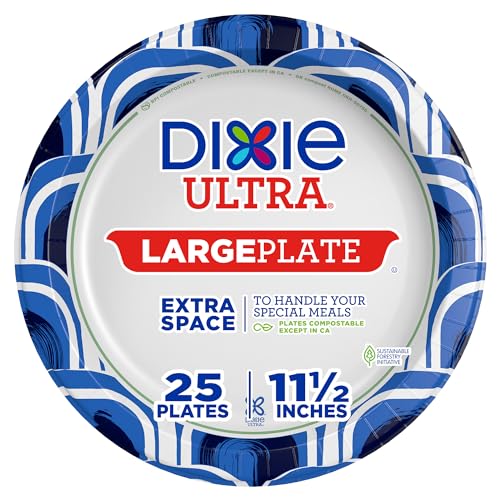 Dixie Ultra Heavy Duty Paper Plates, Large, 11-Inch, 25 Count, - Product Imagery
