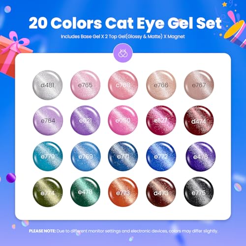 Beetles Cat Eye Gel Nail Polish Set, 20 Colors Fall Cat Eye Gel - Product Imagery
