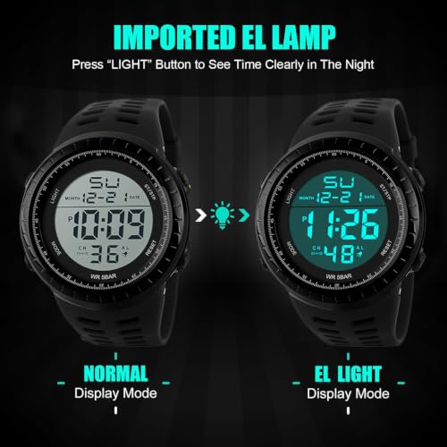 SNE Mens Digital Watch Sports Military Watches Waterproof - Product Imagery