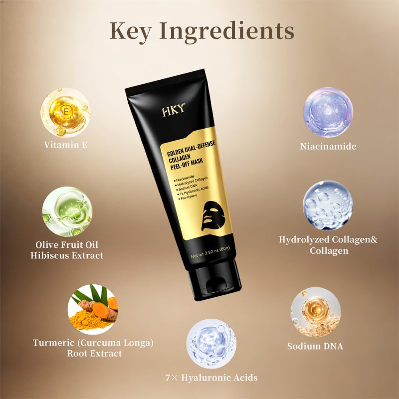 Gold Dual-Anti Collagen Peel Off Face Mask, 7x Hyaluronic Acid - Product Imagery