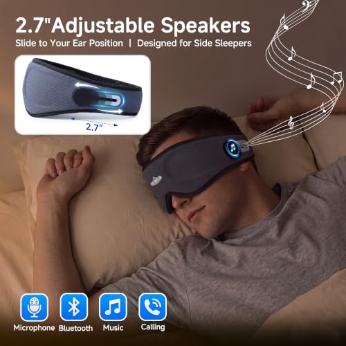 Sleep Headphones Bluetooth Sleep Mask with Adjustable Speakers - Product Imagery