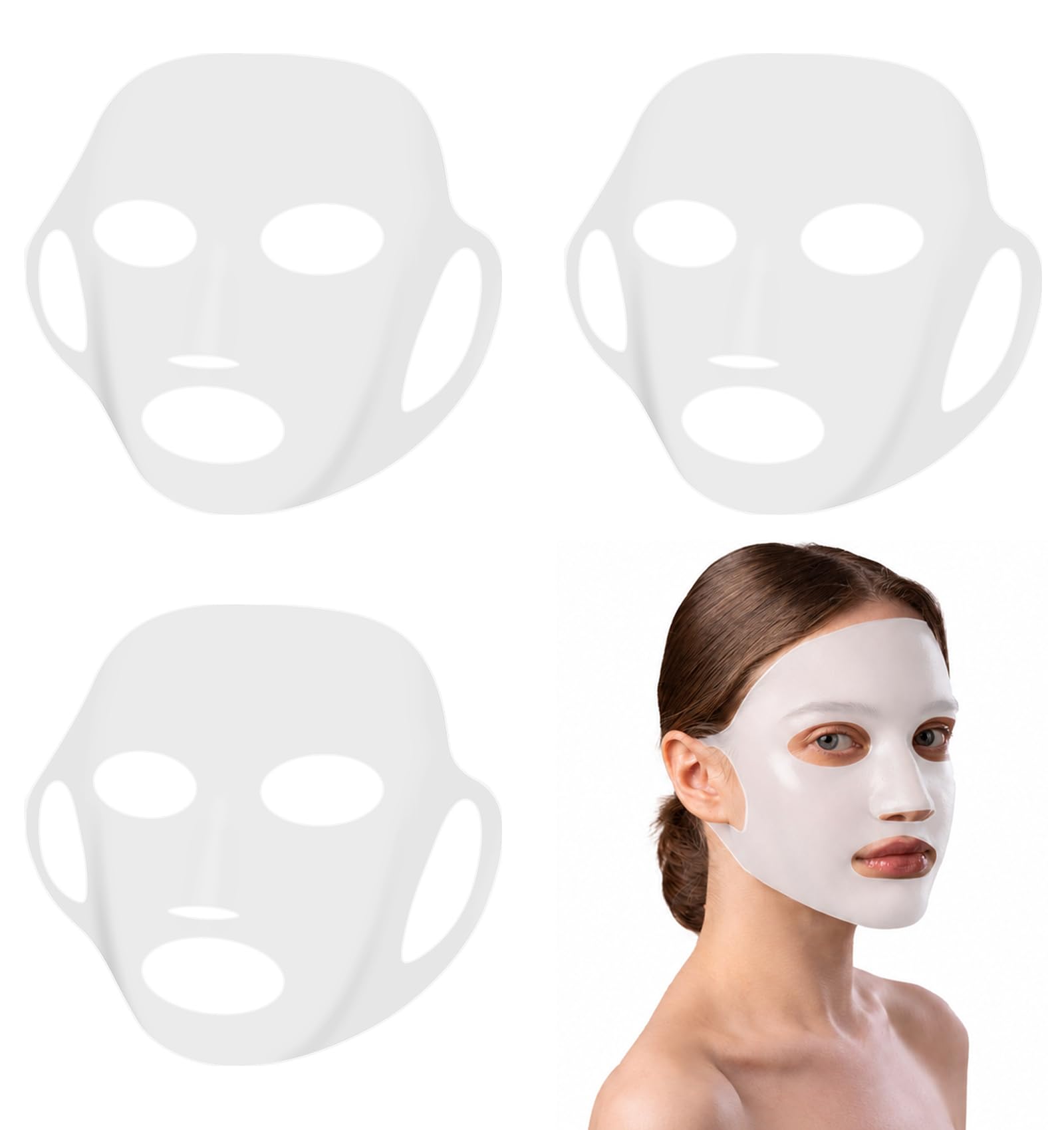 3 Pcs Reusable Silicone Face Mask, Sheet Mask Holder on Face - ValueBargain