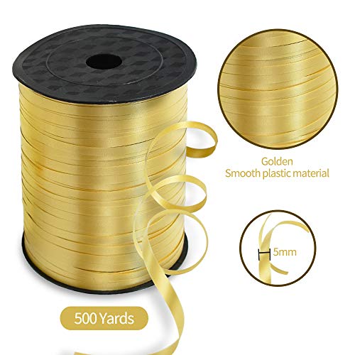TONIFUL 500 Yards Gold Curling Ribbon Balloon String Gift - Product Imagery