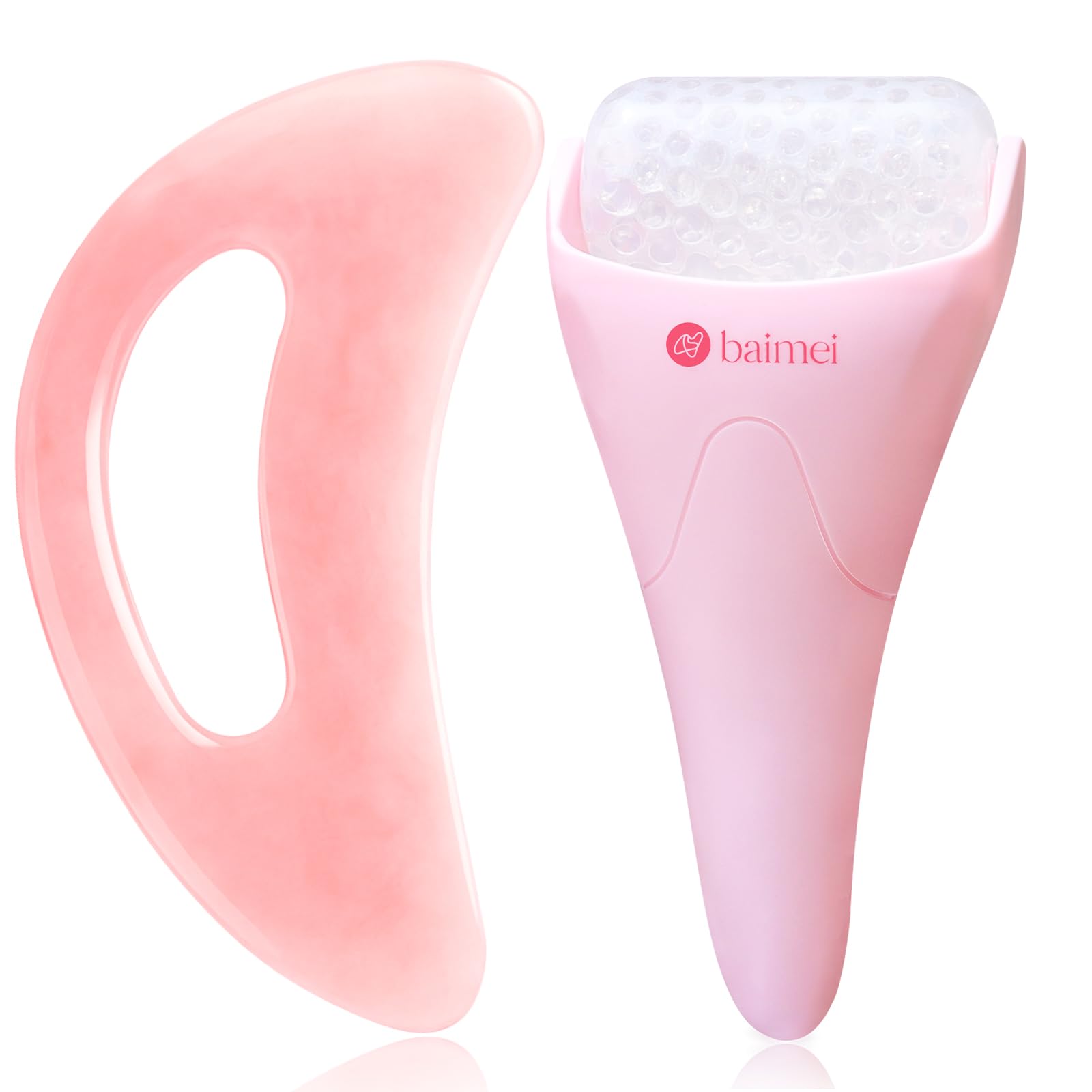 BAIMEI IcyMe Ice Roller Gua Sha Set and Resin Gua Sha Tool - Full Body Facial Skincare Kit for Puffiness Relief Self Care Gift