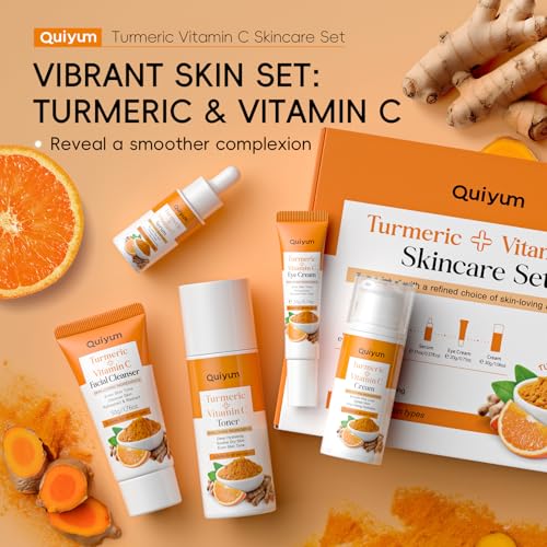 Turmeric Vitamin C Skin Care Set, 5PCS Beauty Routine for Women - Product Imagery