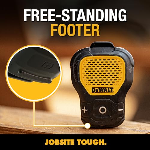 DEWALT Wearable Bluetooth Speaker, Clip-On Wireless Jobsite Pro, - Product Imagery