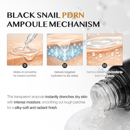 Black Snail PDRN Ampoule - 65% Snail Secretion Filtrate & Sodium - Product Imagery