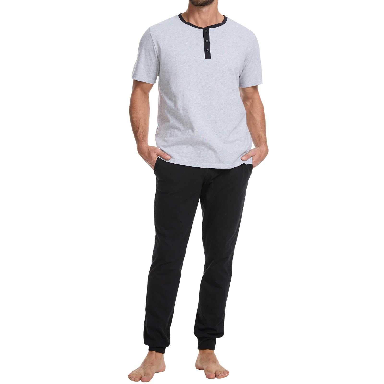 Navisting Men's 100% Cotton Henley Pajama Set 2-Piece Lounge Slee - Navisting Official Product View 10