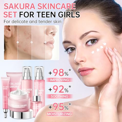 Sakura Skin Care Set for Teen Girls, Cherry Blossom Skincare - Product Imagery