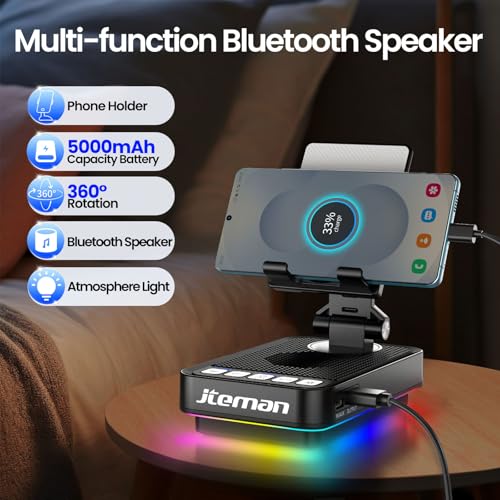 JTEMAN Gifts for Men Women Phone Stand Bluetooth Speaker with - Product Imagery
