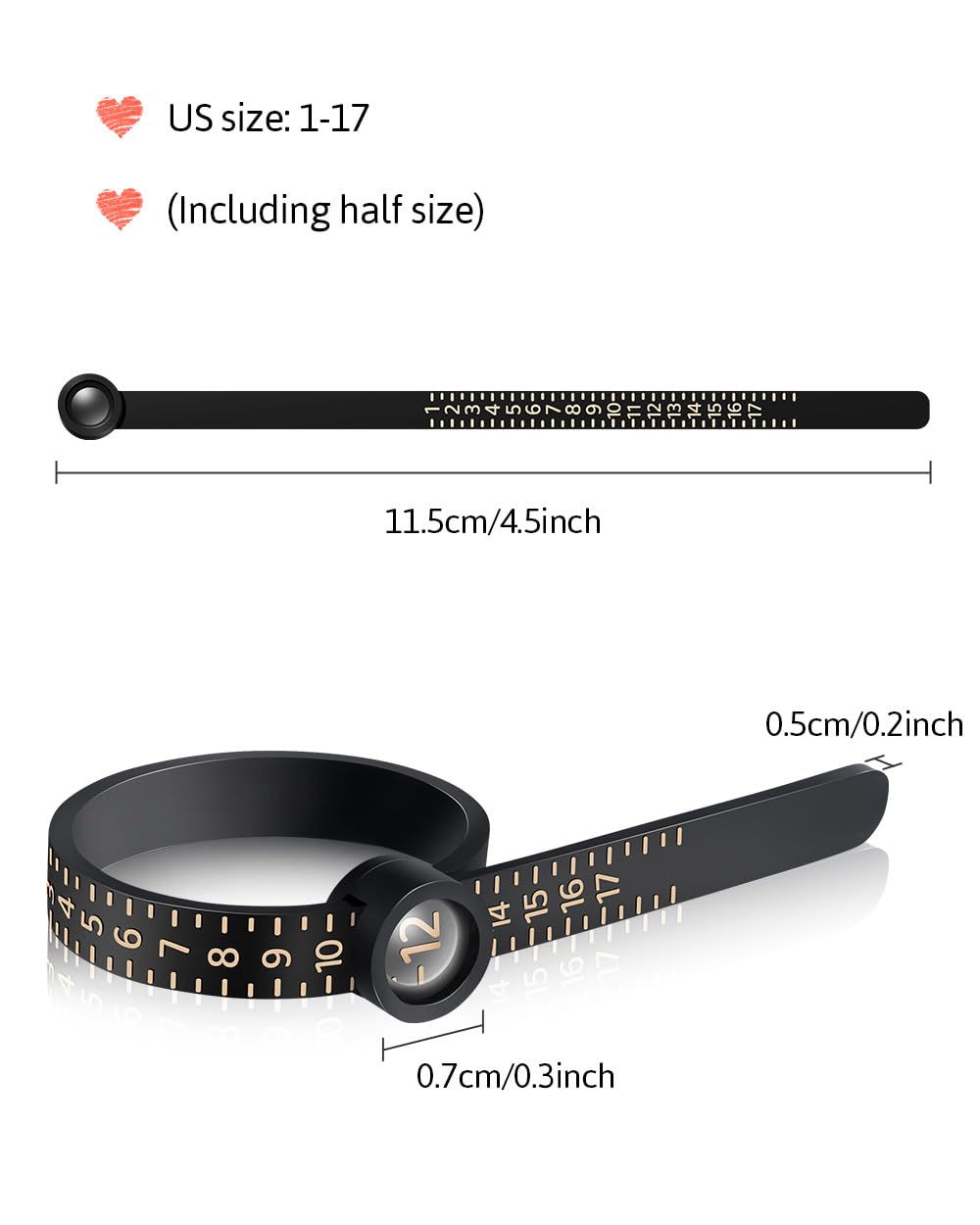 Meowoo Ring Sizer Measuring Tool with Magnifier, for Ring Measure by Meowoo - Angle View 3