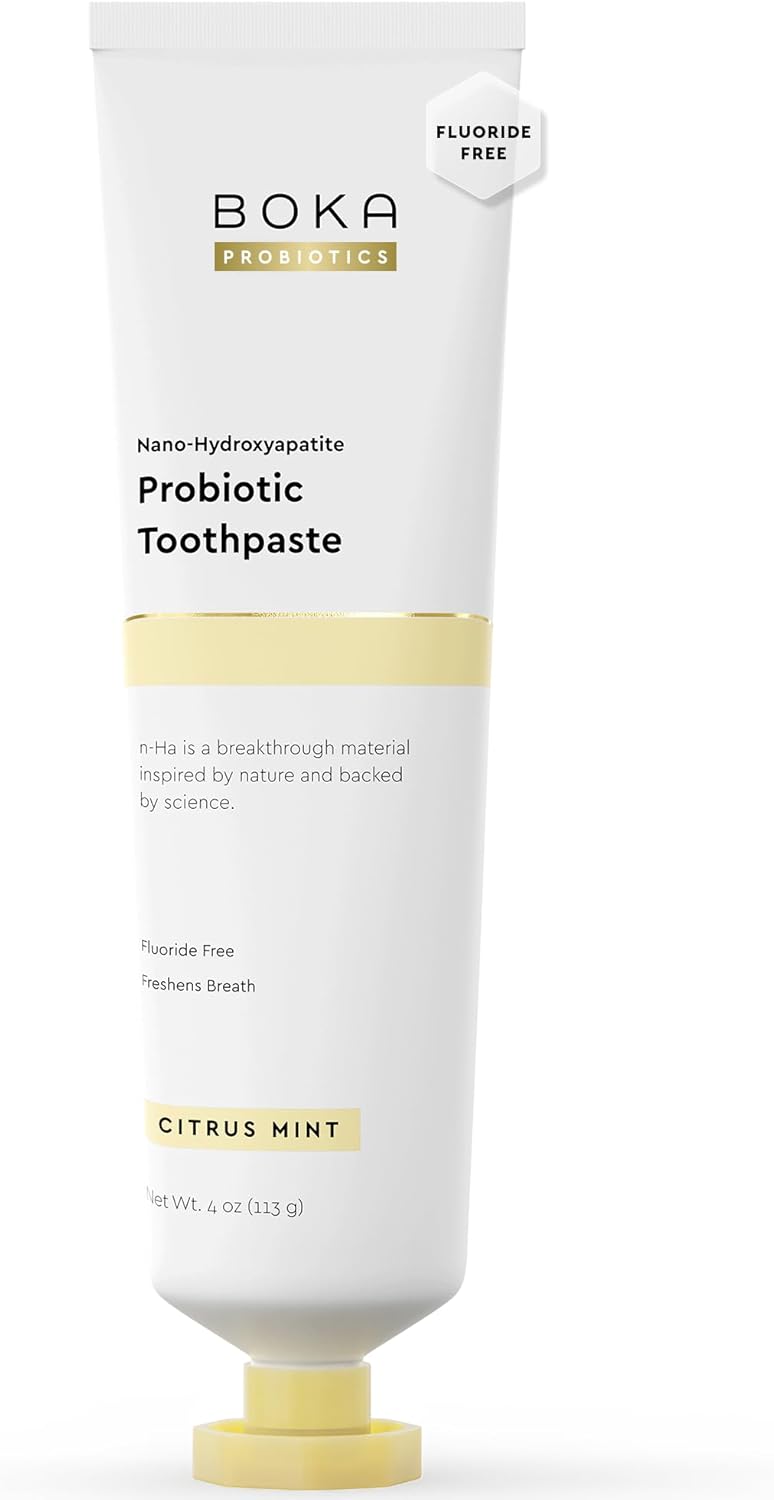 Boka fluoride-free toothpaste with nano hydroxyapatite for sensitive teeth, shown in a tube with a clean white background
