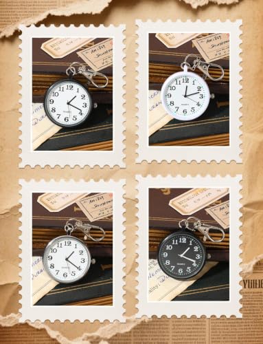 4Pcs Pocket Watch Keychain, Small Quartz Pocket Watches for - Product Imagery