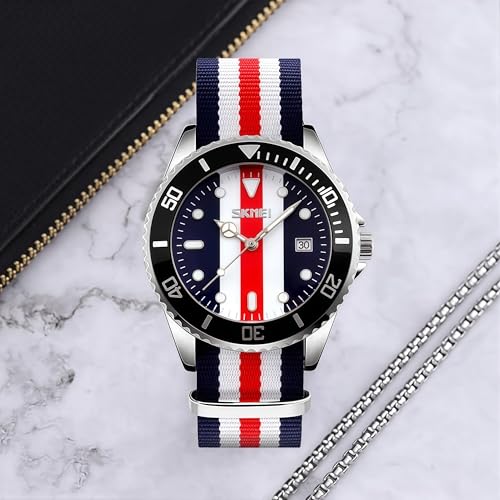 MASTOP Men's Quartz Watch Nylon Strap British Style Business - Product Imagery