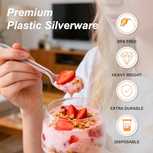 360 Count Extra Heavy Duty Clear Plastic Forks and Spoons - Product Imagery
