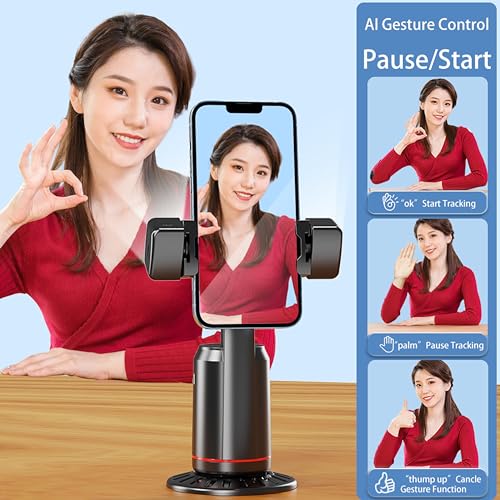 MQOUNY Auto Face Tracking Phone Holder, 360° Rotation Face Body - Product Imagery
