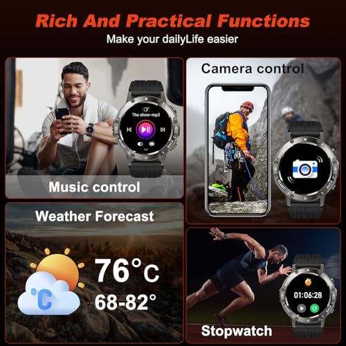 Smart Watch for Men Fitness Tracker: Bluetooth Waterproof Make - Product Imagery
