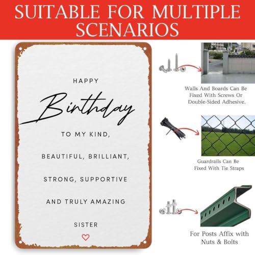 Happy Birthday To My Amazing Sister Birthday Aluminum Sign, 8X12 - Product Imagery