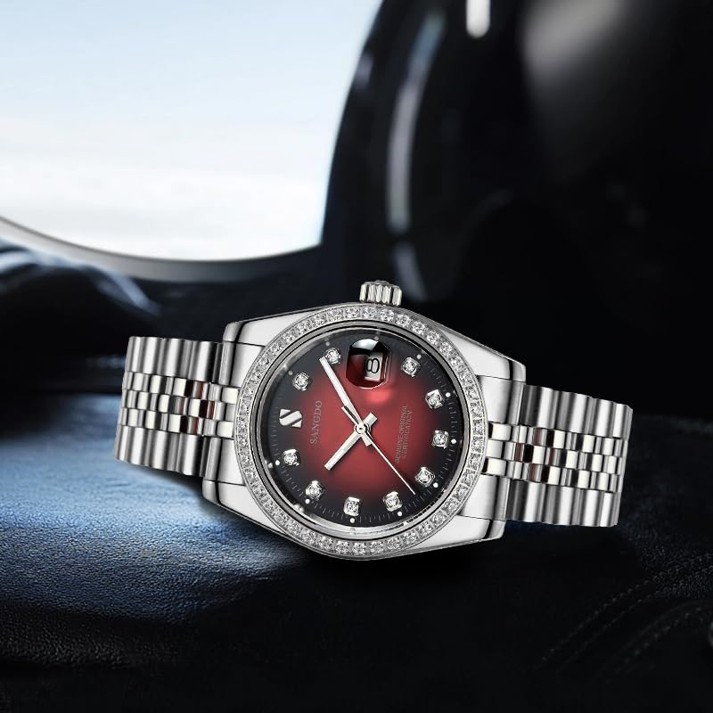 Gosasa Men's Automatic Mechanical Watch – Silver Red
