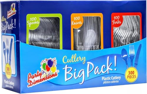 Party Dimensions 300 Count Plastic Cutlery Combo Box, Disposable - Product Imagery
