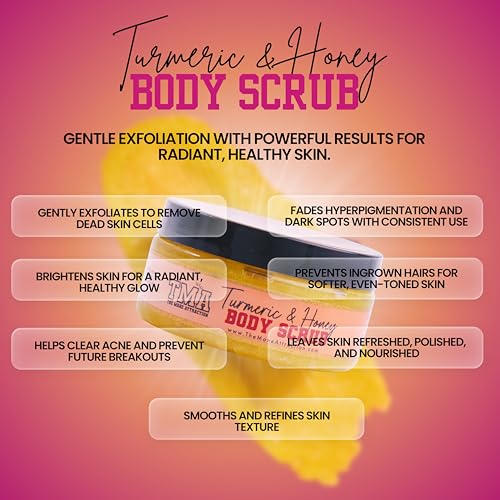 Turmeric Honey Body Scrub 8oz – Exfoliating Scrub for Dark - Product Imagery