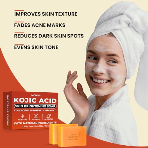 MONIER Kojic Acid Soap - Dark Spot Remover Soap Bars - with - Product Imagery