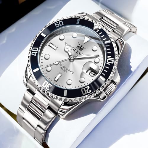 OLEVS Luxury Watches for Men Big Stainless Steel Waterproof - Product Imagery