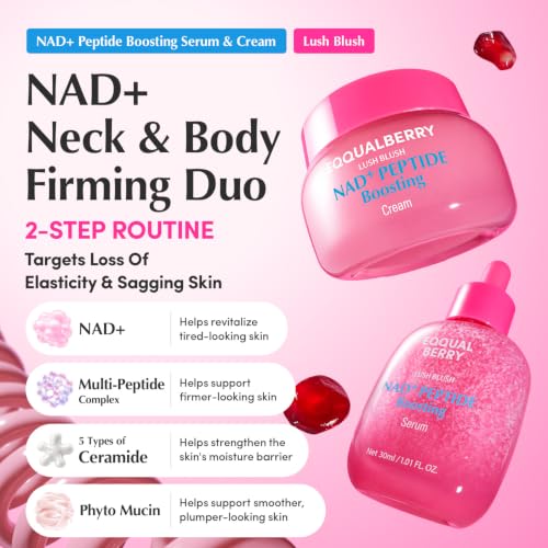 EQQUALBERRY NAD+ Peptide Boosting Serum & Cream Duo | Pink Cream  - Product Imagery