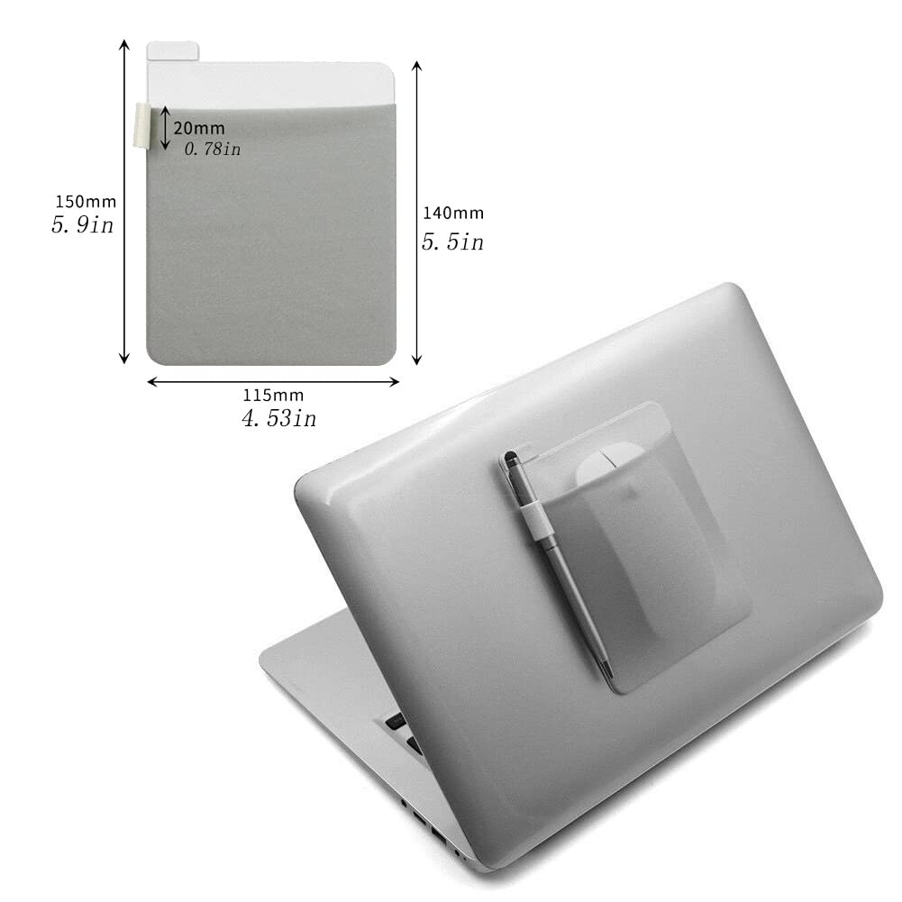 RIVEENY Pocket Pouch for Laptop with Reusable Adhesive,Pouch Holder for Computer Accessories,Self-Adhesive Mouse Headset Storage Bag for Portable External USB Cable,Apple Magic Mouse