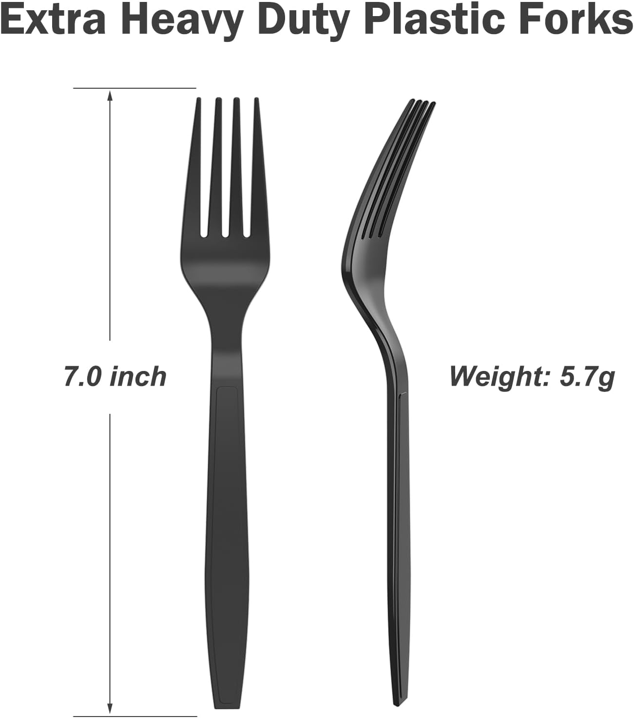Dealusy 360-pack of heavy-duty black plastic forks, BPA-free disposable cutlery set for parties and events.