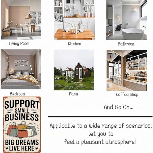 Support Small Business Big Dreams Live Here Retro Metal Sign, - Product Imagery