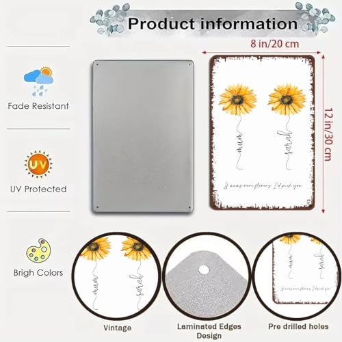 8x12 Inch Aluminum Sunflower Wall Decor, If Mums Were Flowers - Product Imagery