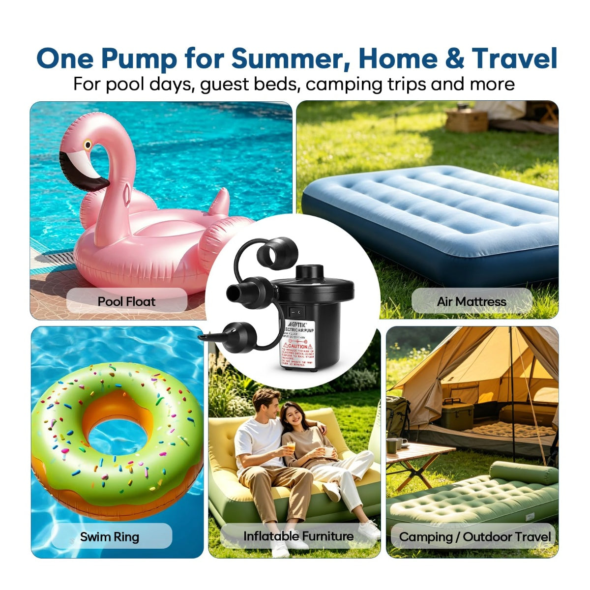 AGPTEK Electric Air Pump for Inflatables,110V AC & - View 9