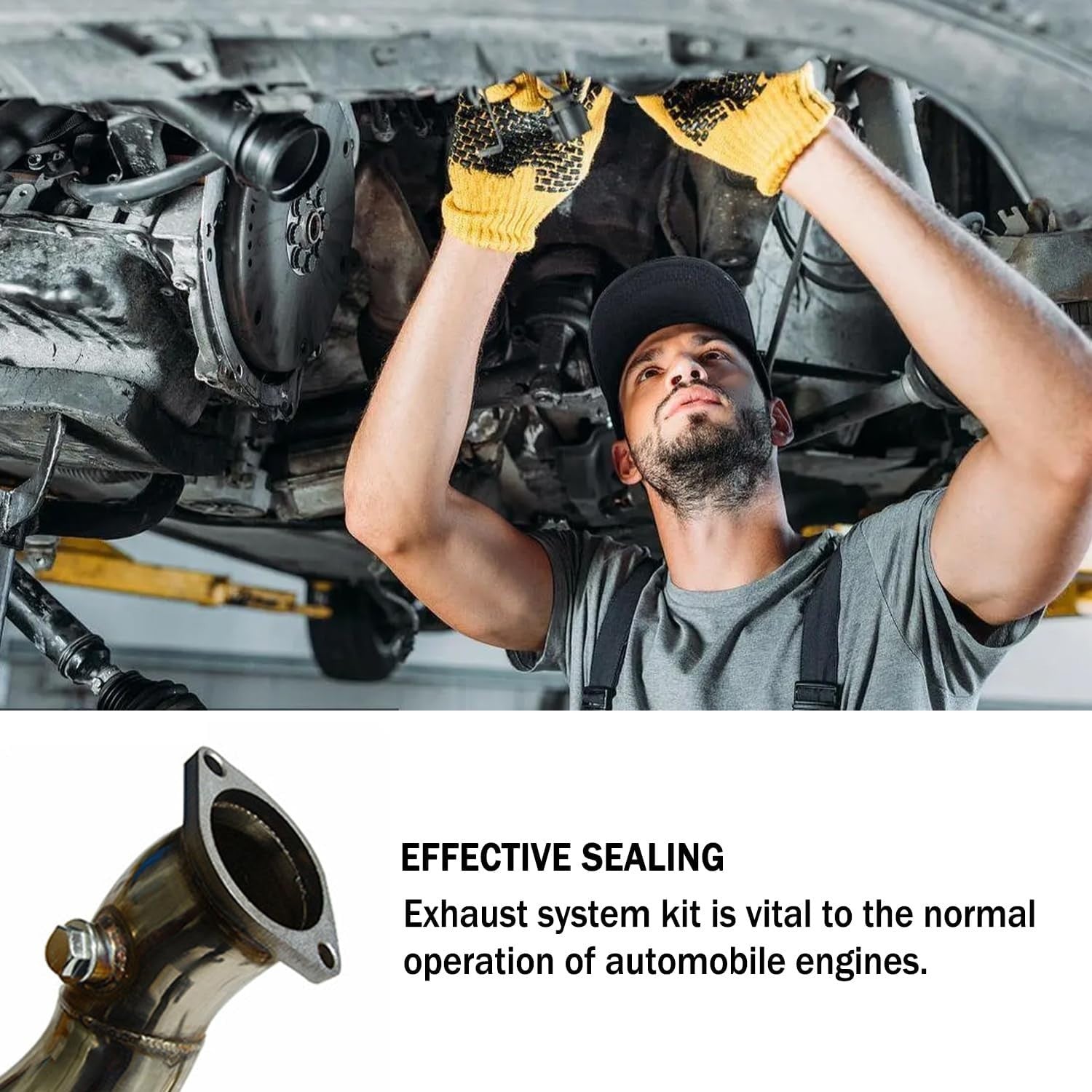Aokdom 2-bolt 2.25-inch stainless steel exhaust flange repair kit with flange and bolts for exhaust system repair.