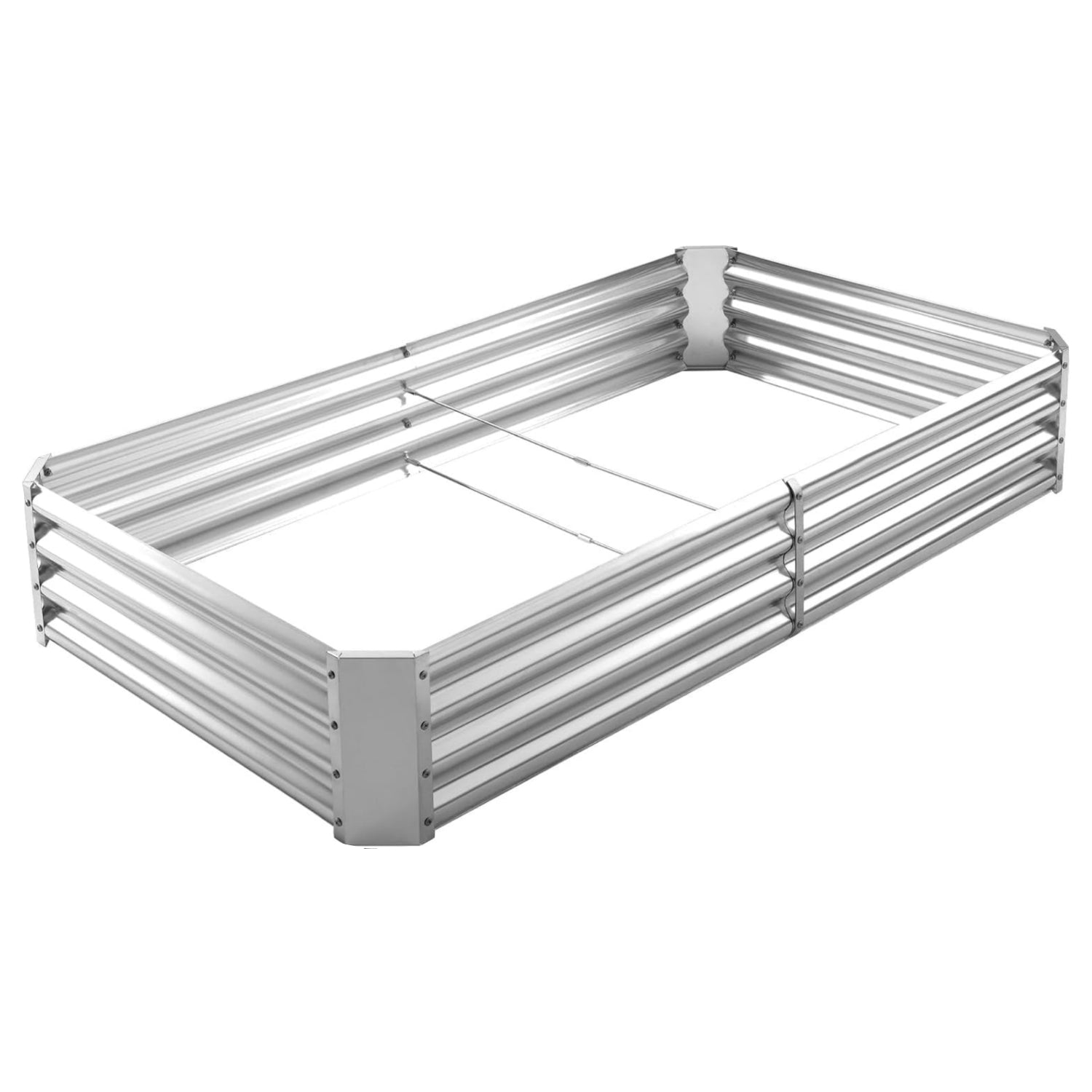 Galvanized metal raised garden bed by Land Guard, 6x3x1 ft, with sturdy metal planter kit and box out design for outdoor gardening